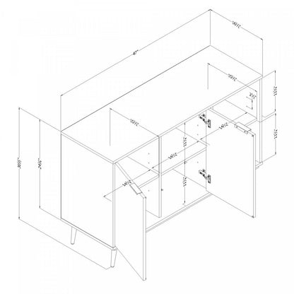 Armoire d'appoint à 2 portes Mezzy avec rangement ouvert - Chêne noir | Armoire décorative Mezzy à 2 portes avec rangement ouvert - chêne noir