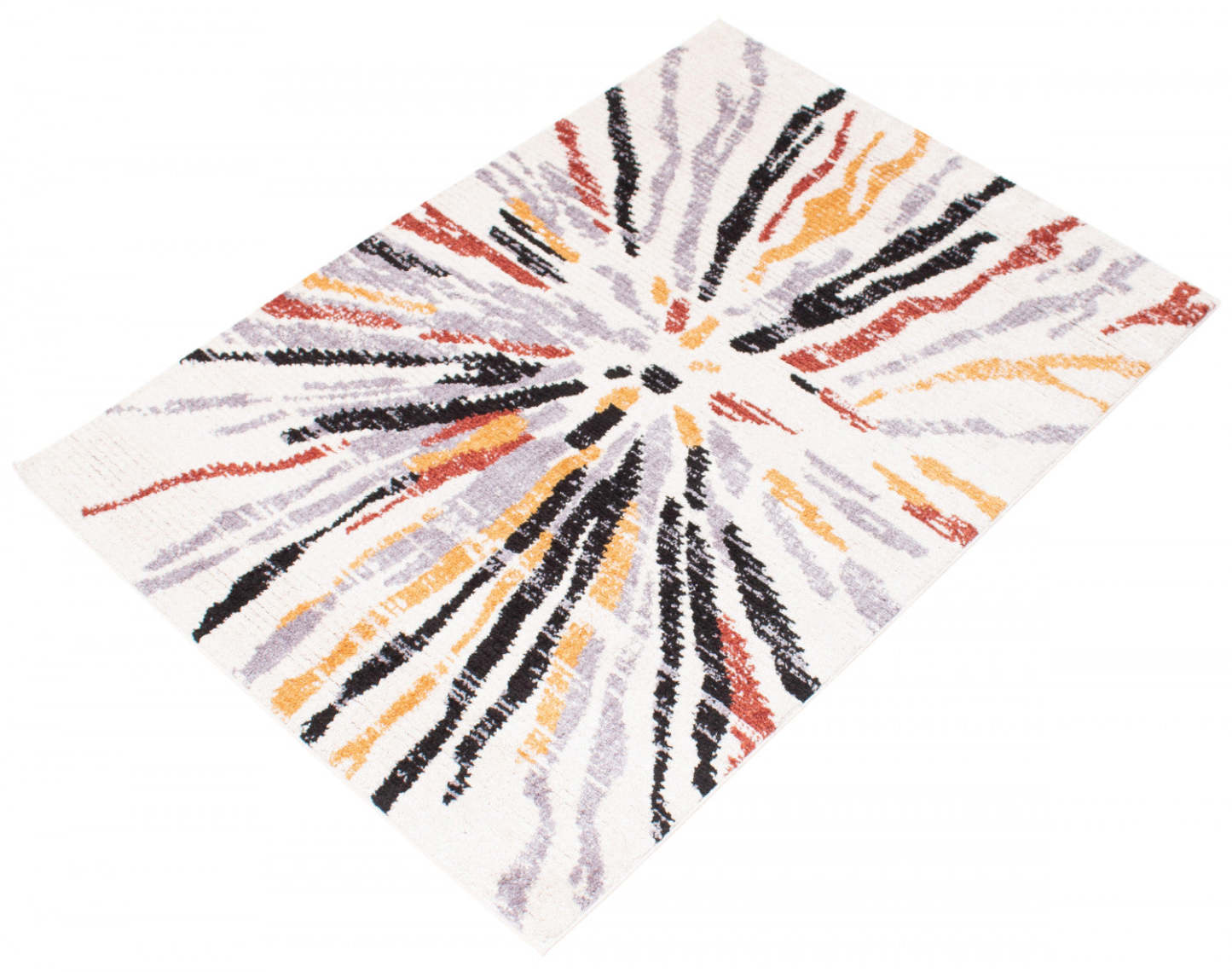 Paloma Sunburst noire, tapis blanc - 3 pi 11 po x 5 pi 11 po|Carpette Paloma Sunburst noire, blanche - 3 pi 11 po x 5 pi 11 po|D86F45L0