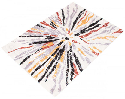 Paloma Sunburst noire, tapis blanc - 3 pi 11 po x 5 pi 11 po|Carpette Paloma Sunburst noire, blanche - 3 pi 11 po x 5 pi 11 po|D86F45L0