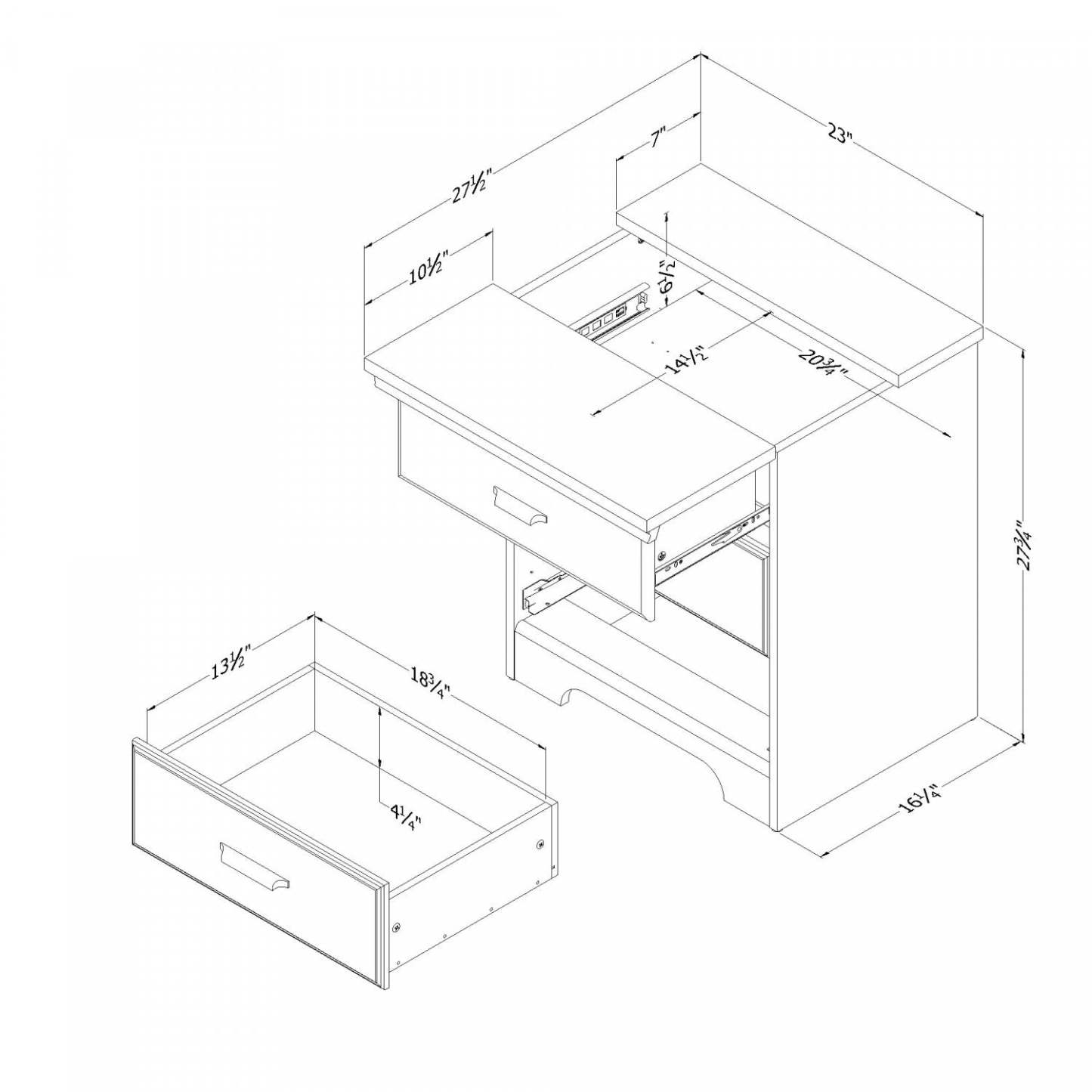 Table de nuit Versa avec station de recharge et tiroirs - Chêne hivernal|Table de nuit Versa avec station de recharge et tiroirs - chêne hivernal