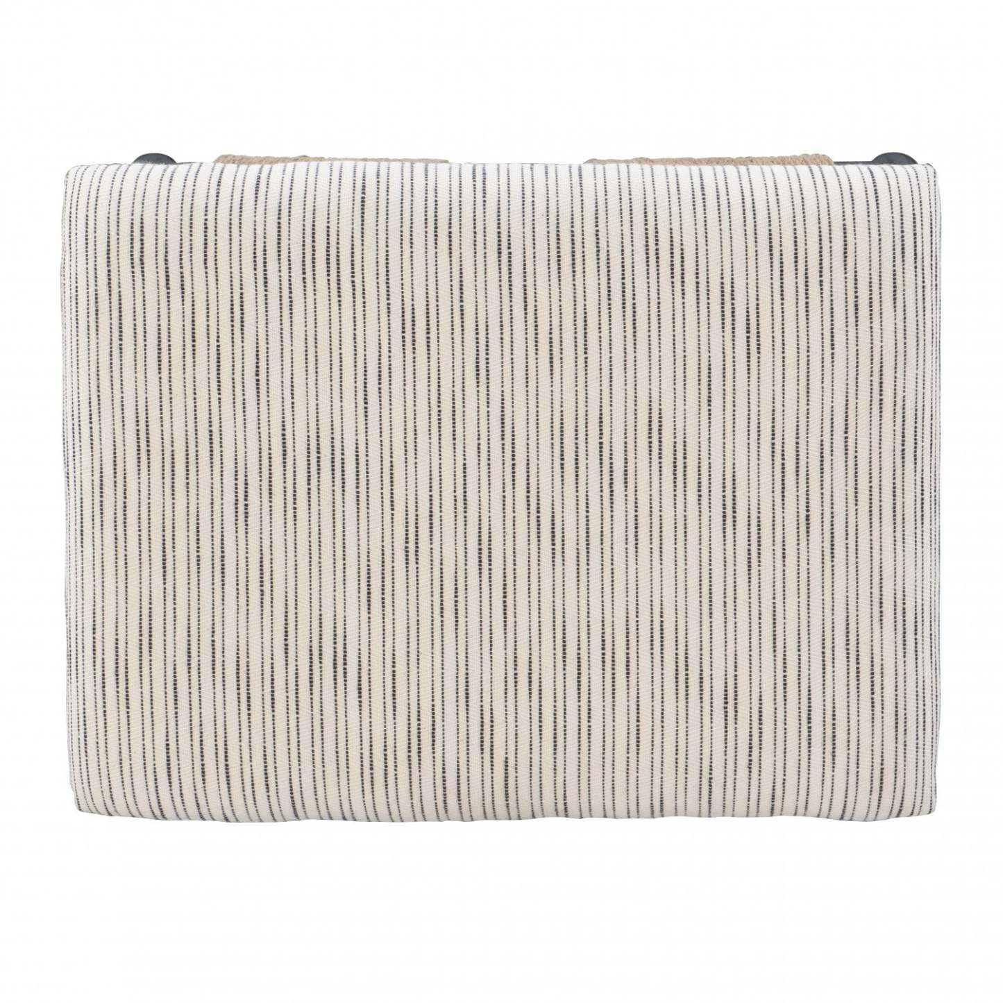 Ashburn Campaign Fabric Accent Stripe Ottoman - Black|Pouf d'appoint Ashburn Campaign en tissu rayé - noir