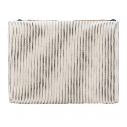 Ashburn Campaign Fabric Accent Stripe Ottoman - Black|Pouf d'appoint Ashburn Campaign en tissu rayé - noir