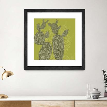 Opuntia I Œuvre d'art murale encadrée noire et mate « Opuntia I » 30 x 30