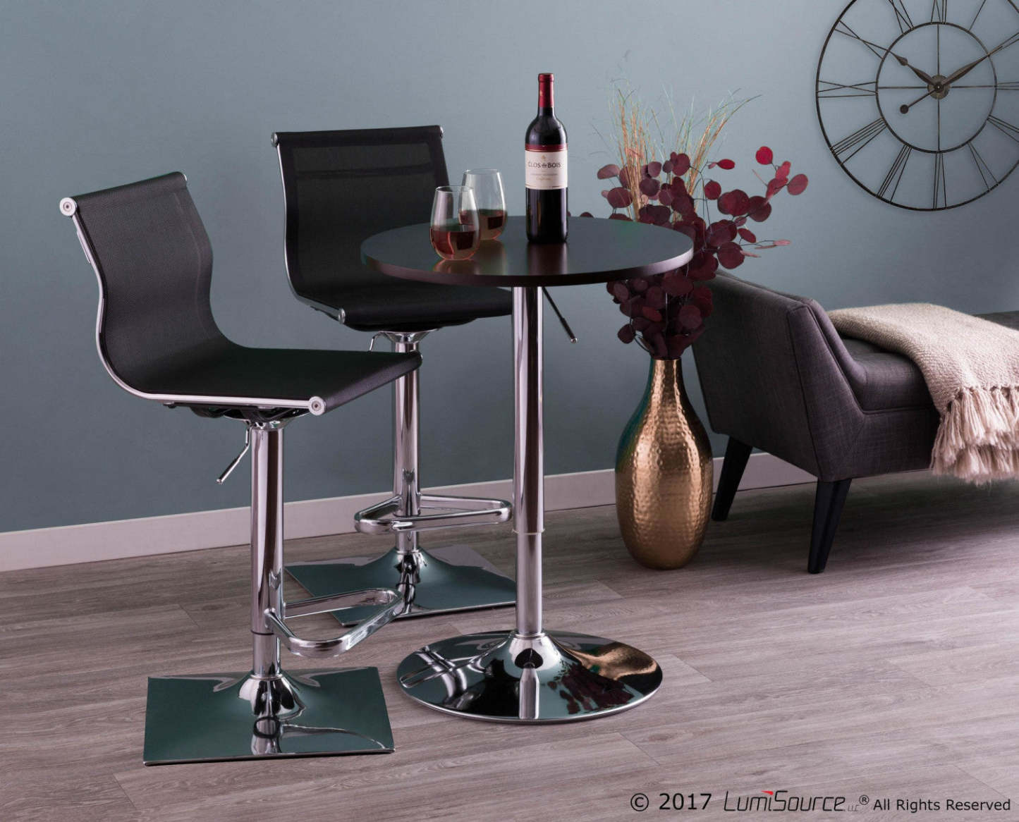 LumiSource Adjustable Contemporary Bar Dining Pub Table - Black|Table de bar, salle à manger ou pub contemporaine réglable - noire
