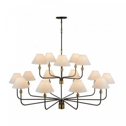 Lustre Providence à 15 lumières, noir, lampe en laiton brossé | Lustre A 15 lampes Providence, Noir, Laiton Brosse