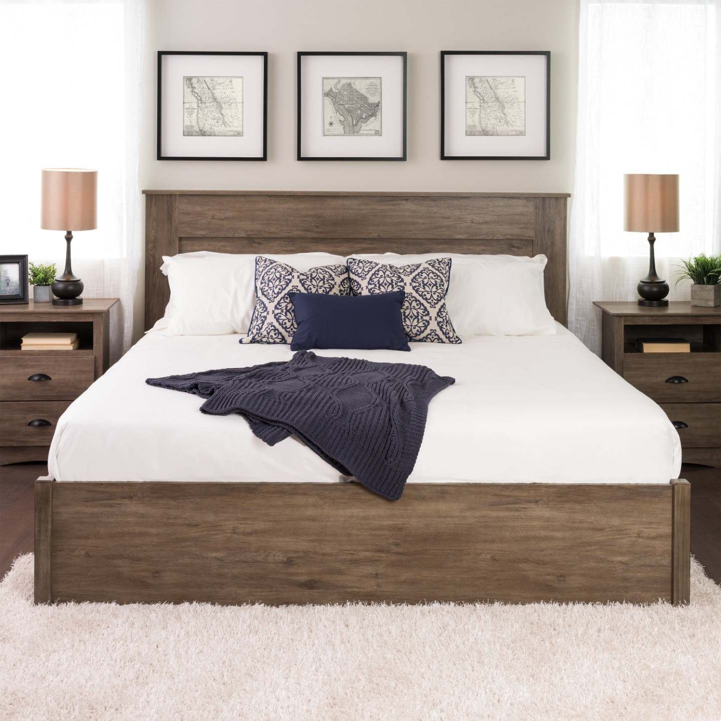 King Flat Panel Headboard - Drifted Grey|Tête de lit à panneau plat pour très grand lit - gris délavé