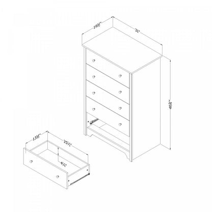 Commode Vito à 5 tiroirs - Noir Pur | Commode Vito 5 Tiroirs - Noir Solide