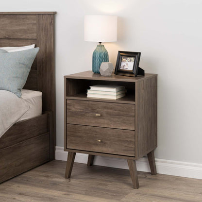 Milo 2-Drawer Tall Nightstand - Drifted Grey|Table de nuit haute Milo à 2 tiroirs - gris délavé