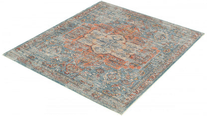 Tapis Baina Heriz Bleu - 6'7 x 9'10|Carpette Baina Heriz bleu - 6 pi 7 pox 9 pi 10 po| D296M342