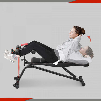 Soozier Banc Sit Up Pliable Avec Bandes Résistantes, Banc Incliné Avec 4 Hauteurs Réglables, Re|Soozier Banc Assis Et Haltères Multifonctionnel, Banc Utilitaire D'exercice Avec Corde Résistante Po