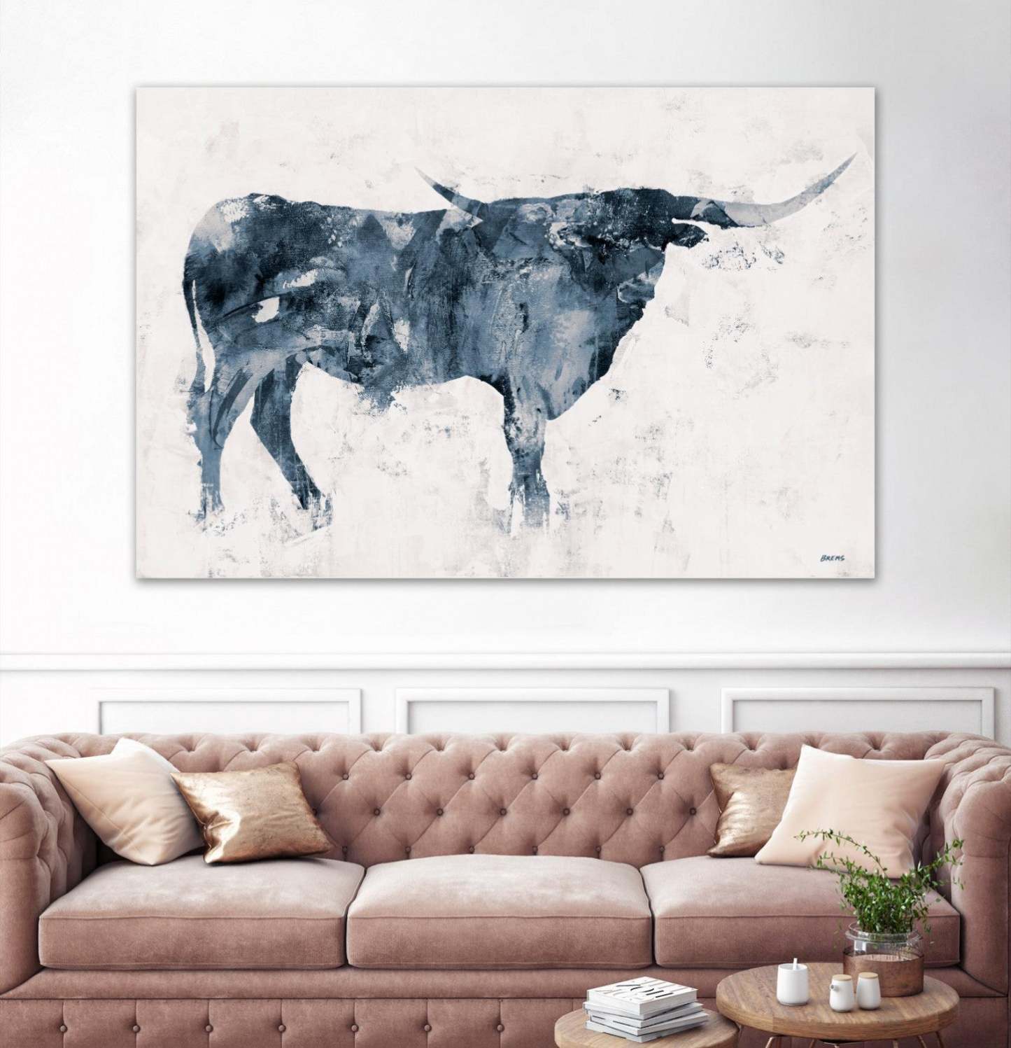 Œuvre d'art murale géante Longhorn V2 72x48