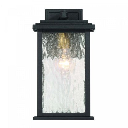 Estate 1 Light Outdoor Wall Sconce, Black, Brass With Rain Glassware Lamp | Applique Murale D’exterieur Estate A 1 lampe, Noir Et Laiton Avec Verre A Gouttelettes