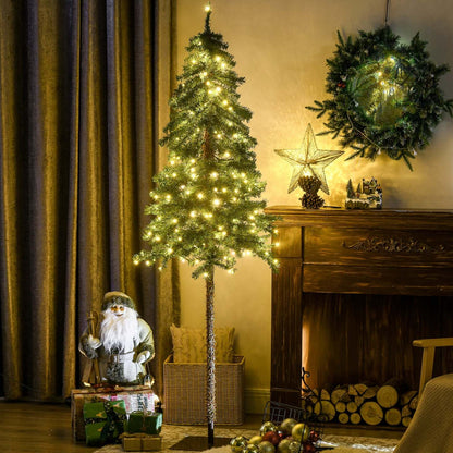 Homcom 6' Slim Pencil Artificial Snow Christmas Tree With Led Lights|Homcom 6' Sapin De Noël Artificiel Enneigé Avec Lumières Led