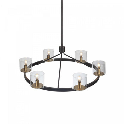 Lustre Salinas noir et laiton à 6 ampoules|Lustre Salinas noir et laiton à 6 ampoules