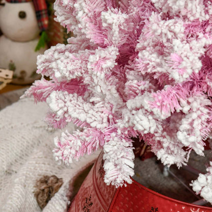 Homcom Arbre De Noël Artificiel Floqué De Neige Avec Base En Acier Rose|Homcom Snow Flocked Pencil Artificial Christmas Tree With Steel Base Pink