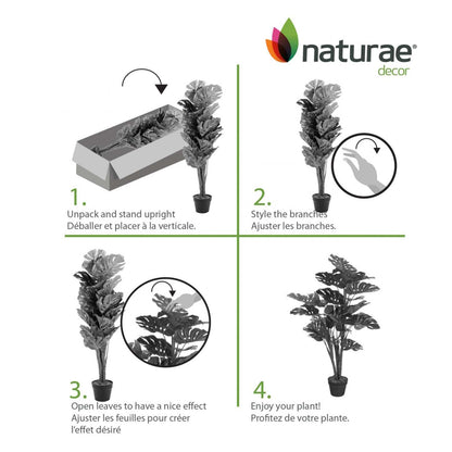 Monstera artificiel de 47 po en pot noir | Monstera artificiel de 47 po en pot noir | D10H7H54