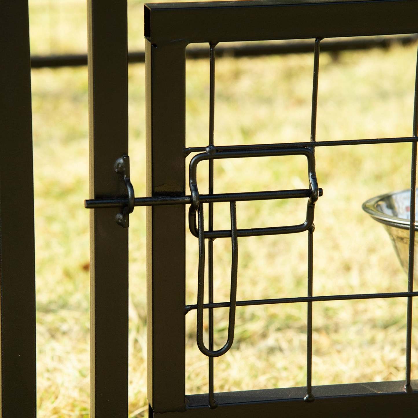 Pawhut Niche D'exterieur Pour Chien, Caisse Verrouillable Pour Parc Pour Animaux De Compagnie, Clôture En Acier Soudé, Avec Résistance À L'Eau Et Aux Uv