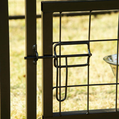 Pawhut Niche D'exterieur Pour Chien, Caisse Verrouillable Pour Parc Pour Animaux De Compagnie, Clôture En Acier Soudé, Avec Résistance À L'Eau Et Aux Uv