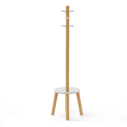 Tabouret et porte-manteau pilier en bois moderne Umbra - Blanc et naturel|Portemanteau et tabourets modernes Pilier de Umbra en bois - blancs et naturels