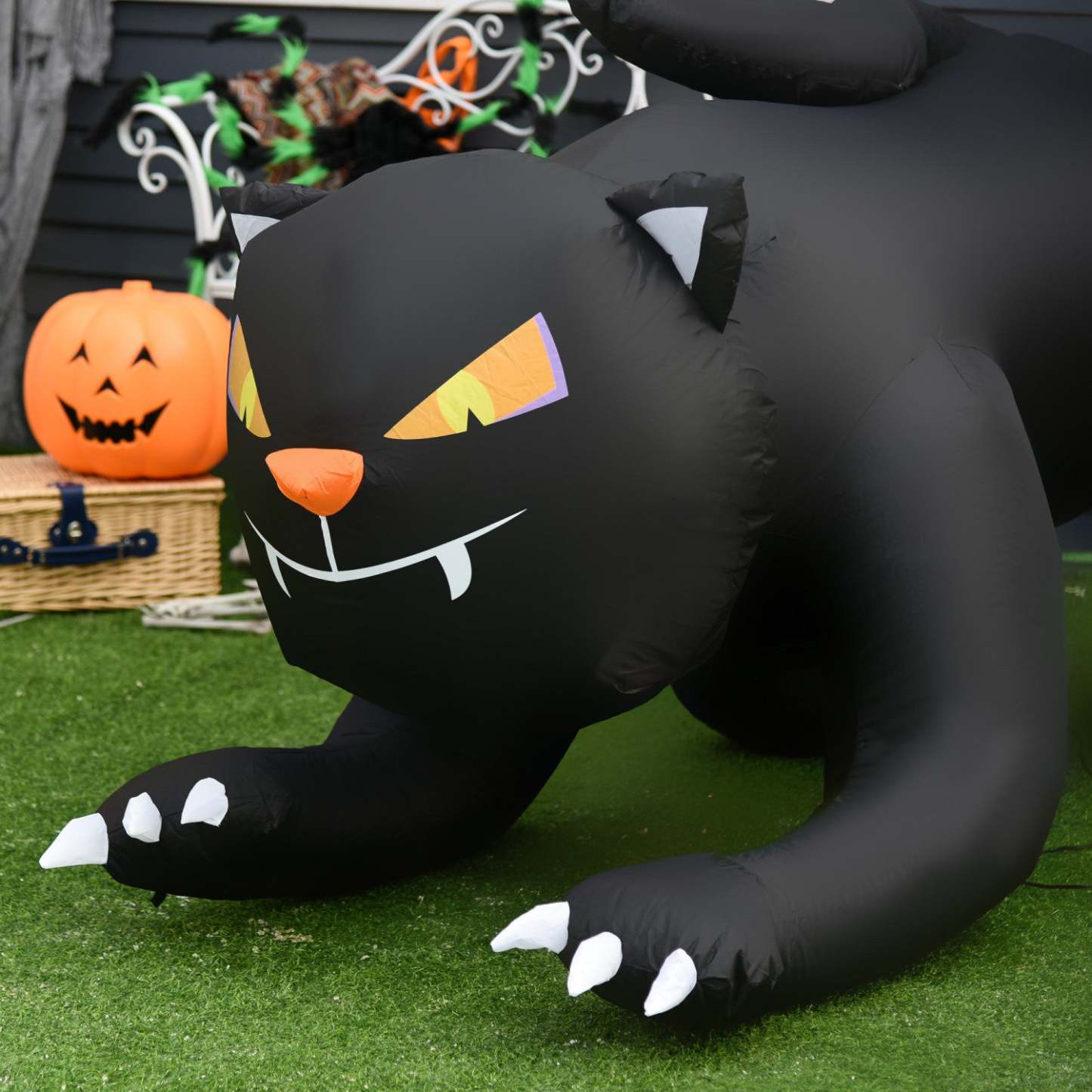 Homcom 4ft Black Cat Gonflable Halloween Décoration|Homcom Chat Noir Gonflable d'Halloween
