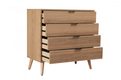 Commode Flashby avec 4 tiroirs - Faux bois naturel | Commode Flashby Avec 4 Tiroirs - Faux Bois Naturel