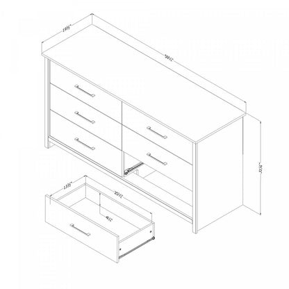 Commode Fernley 6 tiroirs - Pin blanc|Commode Fernley à 6 tiroirs - pin blanc
