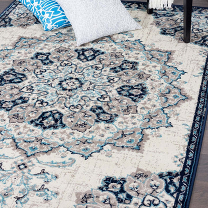 Sav Vin Nw 4x6 Area Rug|Carpette Sav Vintage bleu marine et blanche 4 x 6|D80G00OV