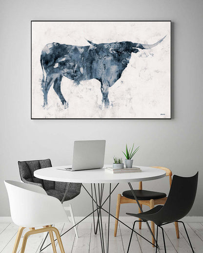 Longhorn V2 Canvas Framed Black 36x24 Wall Art|Œuvre d'art murale sur toile encadrée noire « Longhorn V2 » 36 x 24
