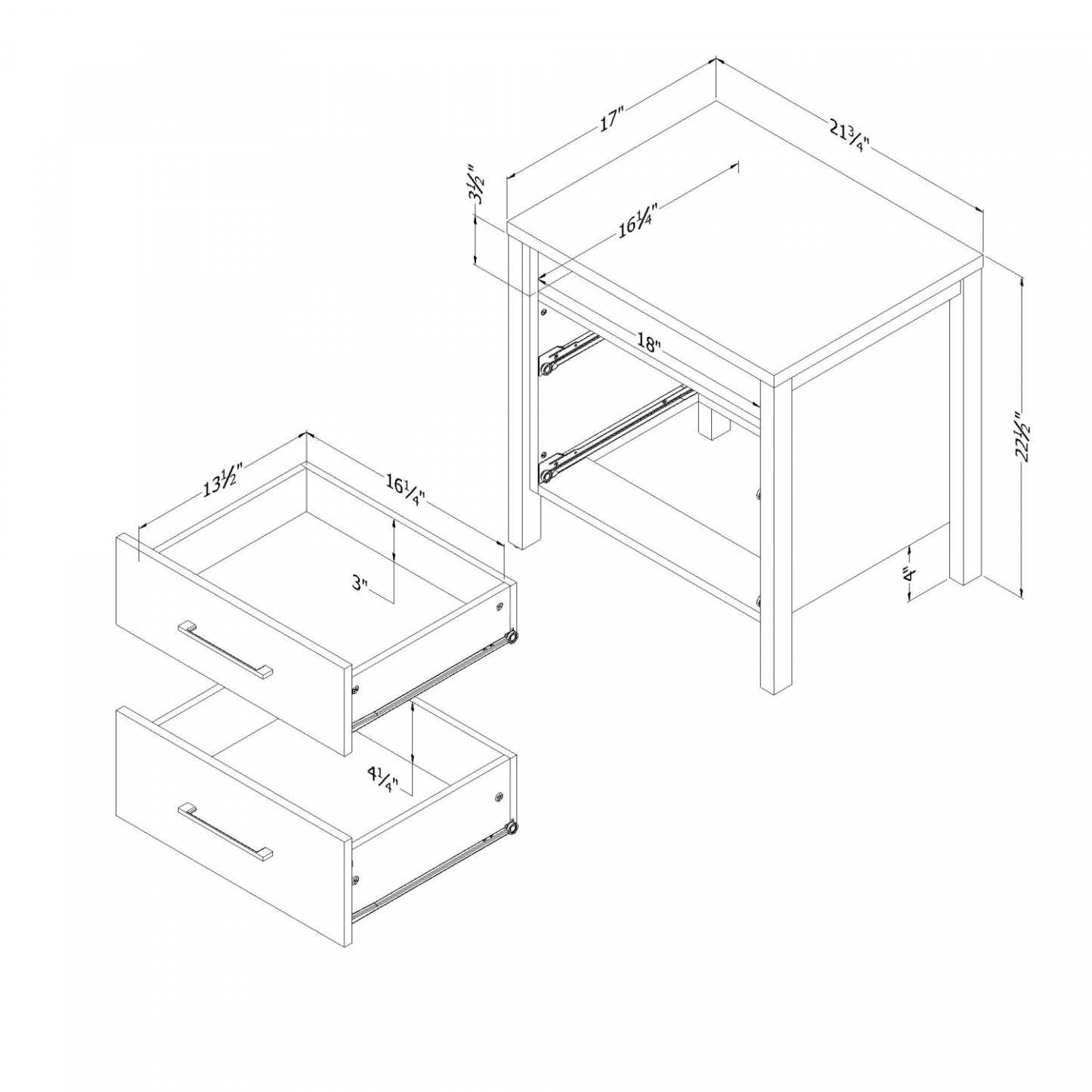 Gravity 2-Drawer Nightstand - Frêne naturel|Table de nuit Gravity à 2 tiroirs - frêne naturel