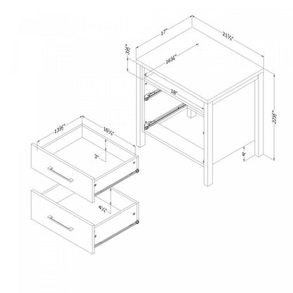 Gravity 2-Drawer Nightstand - Frêne naturel|Table de nuit Gravity à 2 tiroirs - frêne naturel