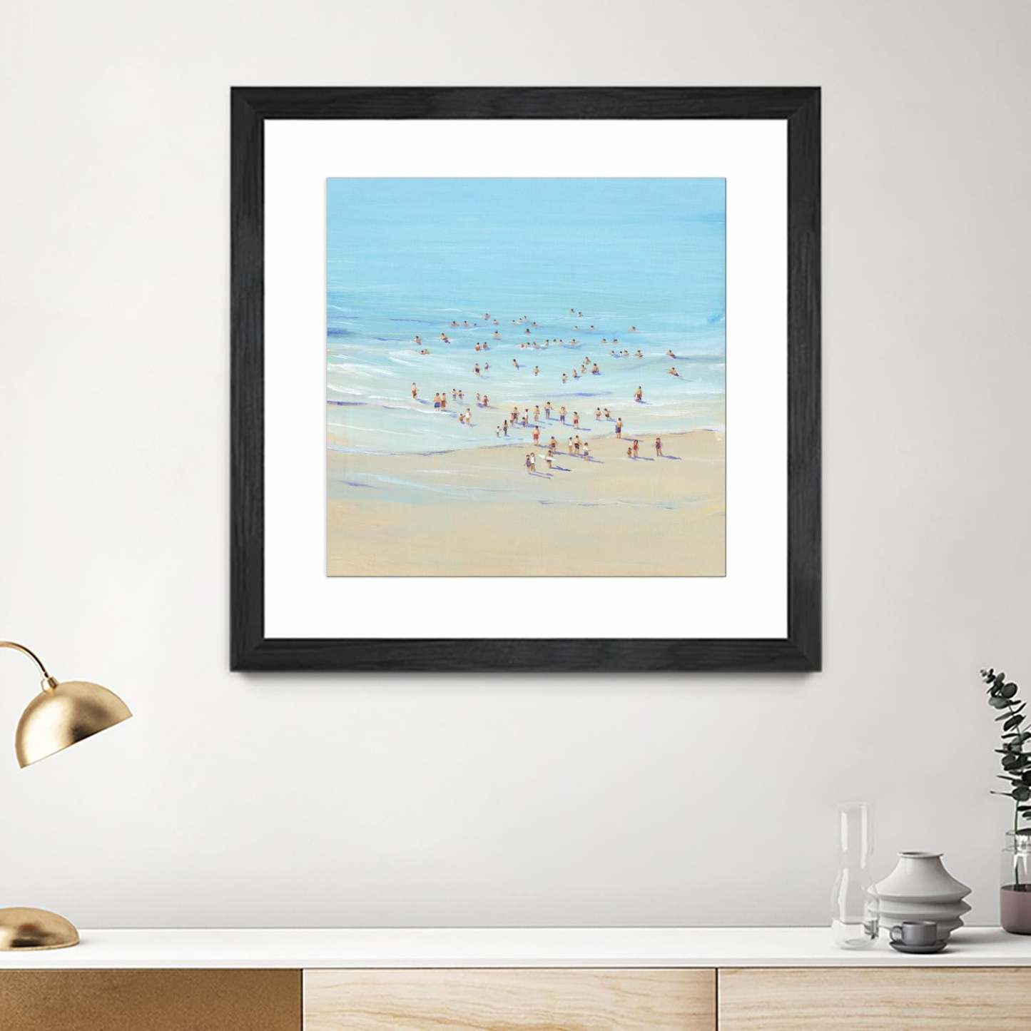 Beach Day I Matted and Framed Black 36x36 Wall Art|Œuvre d’art murale encadrée noire et mate « Beach Day I » 36 x 36