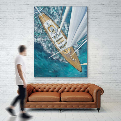 Œuvre d'art murale géante « Tour du monde à la voile » 72 x 54
