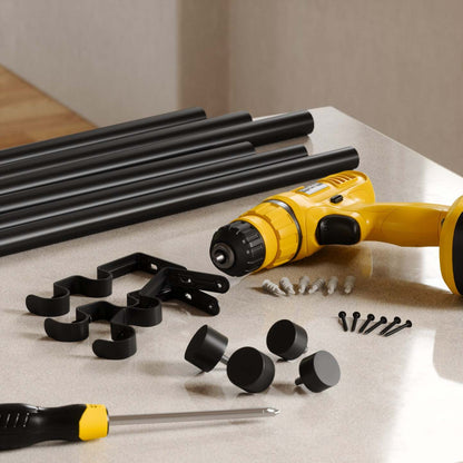 Umbra Tringle à rideau extensible double 1 Cappa, noir brossé - 66-120 | Tringle à rideaux extensible double Cappa de Umbra noir brossé de 1 po - 66 po à 120 po