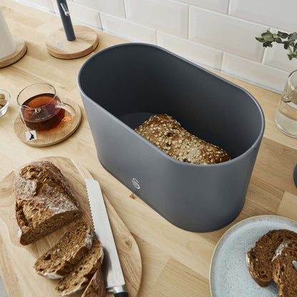Salton Swan Nordic Bread Bin with Cutting Board - Grey|Boîte à pain Swan de style nordique avec planche à découper - grise