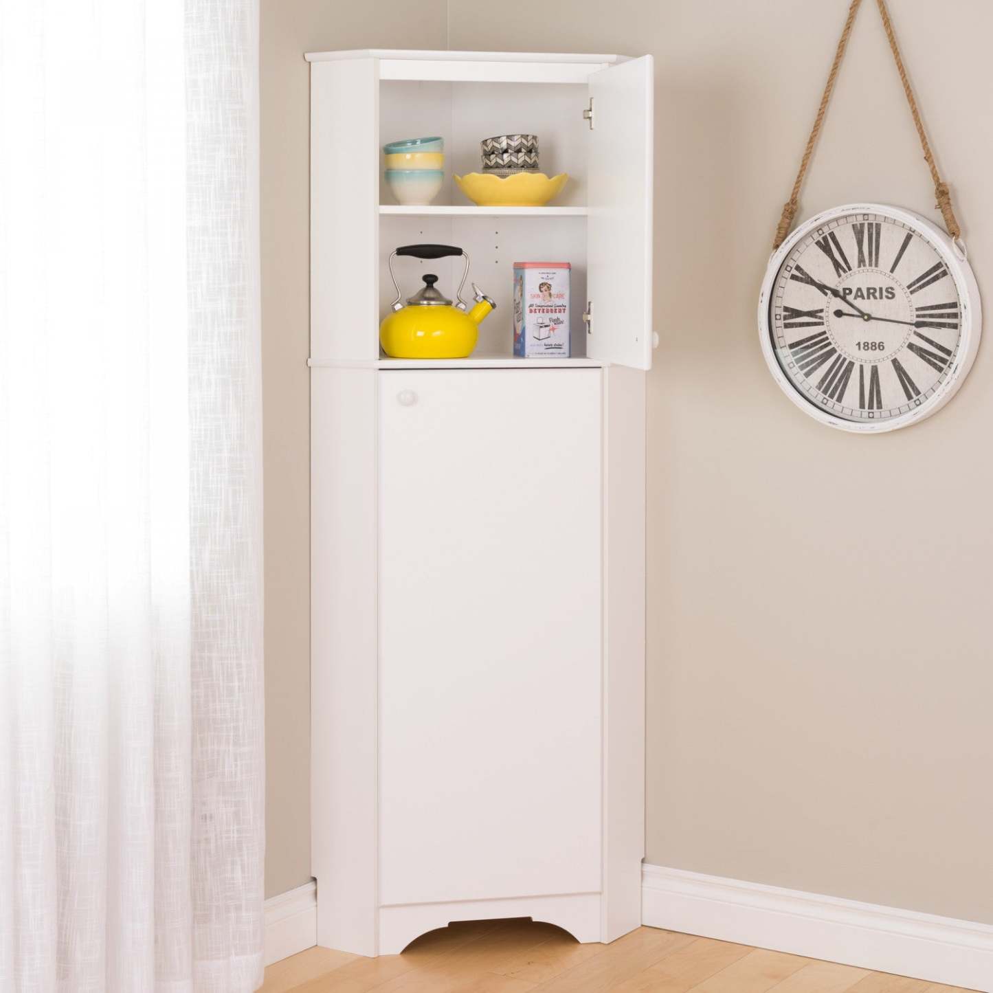 Elite Tall 2-Door Corner Storage Cabinet - Blanc|Armoire de rangement haute en coin Elite à 2 portes - blanche