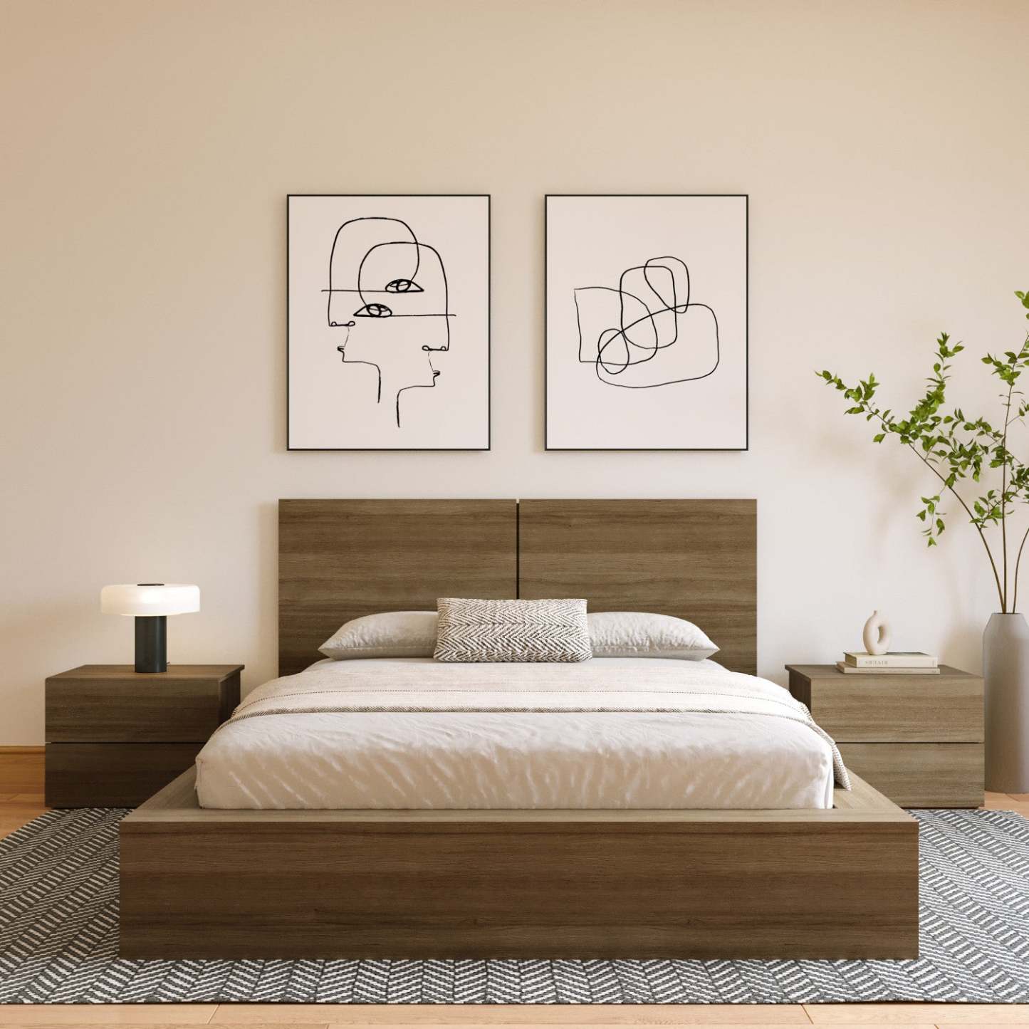 Nordika James Queen Headboard - Brown Oak|Tête de lit James Nordika - chêne brun