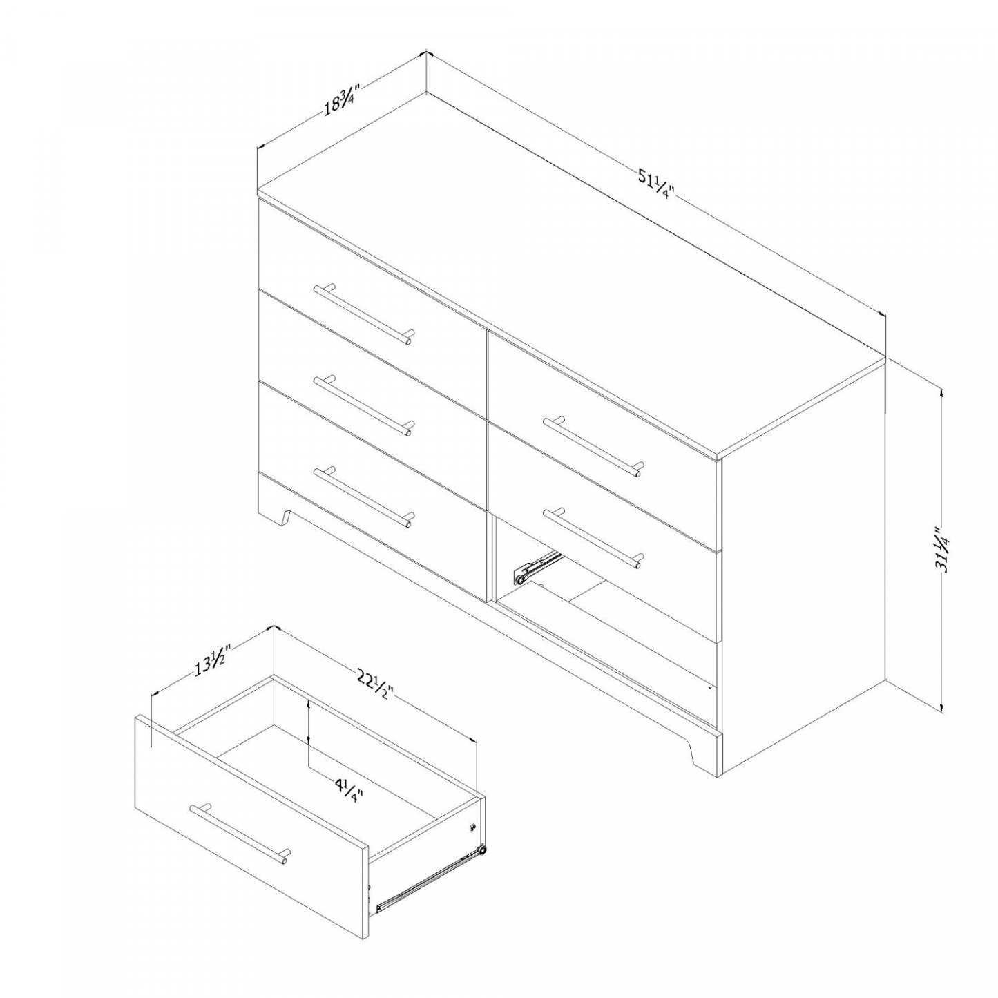 Commode Primo 6 tiroirs - Chêne Noir|Commode Primo à 6 tiroirs - chêne noir