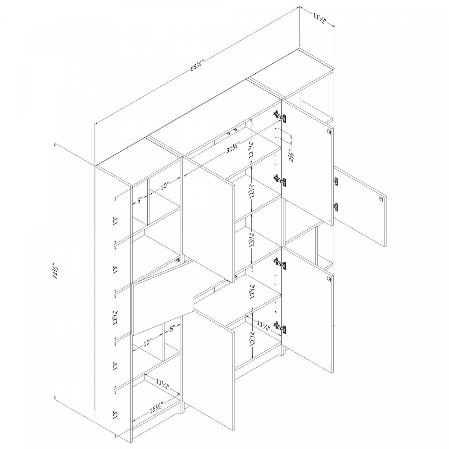 Ensemble bibliothèque et 2 bibliothèques étroites à 5 étagères Liora - Chêne noir | Liora Ensemble Bibliotheque Et 2 Bibliotheques Etroites 5 Tablettes - Chêne Noir