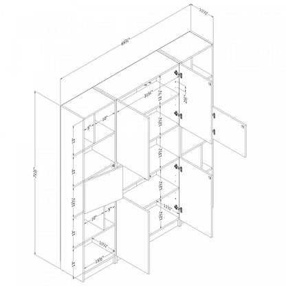 Ensemble bibliothèque et 2 bibliothèques étroites à 5 étagères Liora - Chêne noir | Liora Ensemble Bibliotheque Et 2 Bibliotheques Etroites 5 Tablettes - Chêne Noir
