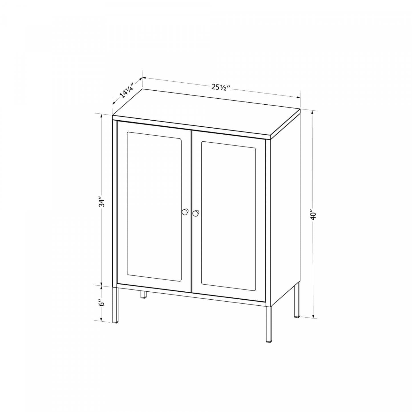 Kodali Glass Door Accent Cabinet - Black|Armoire décorative Kodali avec portes en verre - noire