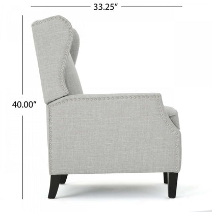 Fauteuil inclinable Wescott en tissu d'apparence lin avec pattes en bois et garniture cloutée - Gris antique | Fauteuil Inclinable Wescott En Tissu aspect lin Avec Pieds En Bois Et Bordure Clouée - Gris Antique