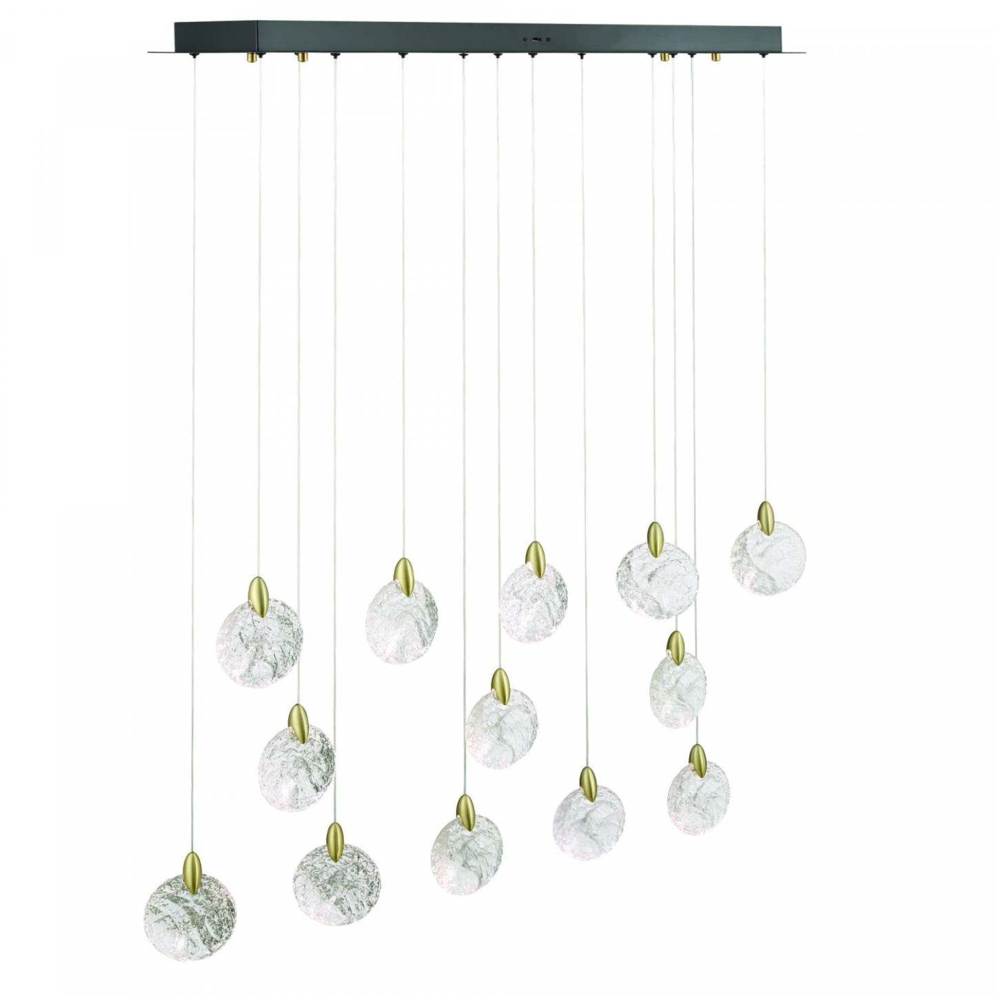 Snowflake 13 Light Integrated Led Island Light, Satin Brass Lamp | Luminaire d'îlot à 13 lampes à DEL intégrées Snowflake, laiton satiné