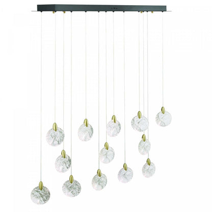 Snowflake 13 Light Integrated Led Island Light, Satin Brass Lamp | Luminaire d'îlot à 13 lampes à DEL intégrées Snowflake, laiton satiné