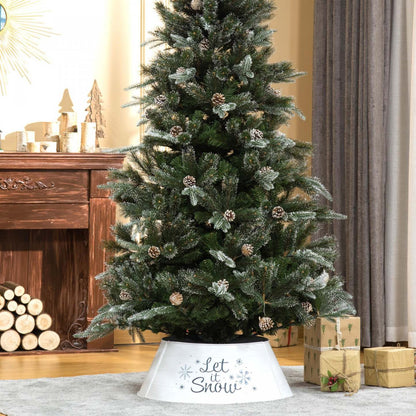 Homcom 26 Inch Metal Christmas Tree Collar, Xmas Tree Base Cover, White|Homcom Collier de sapin en métal 26 po, couverture de base de sapin, blanc