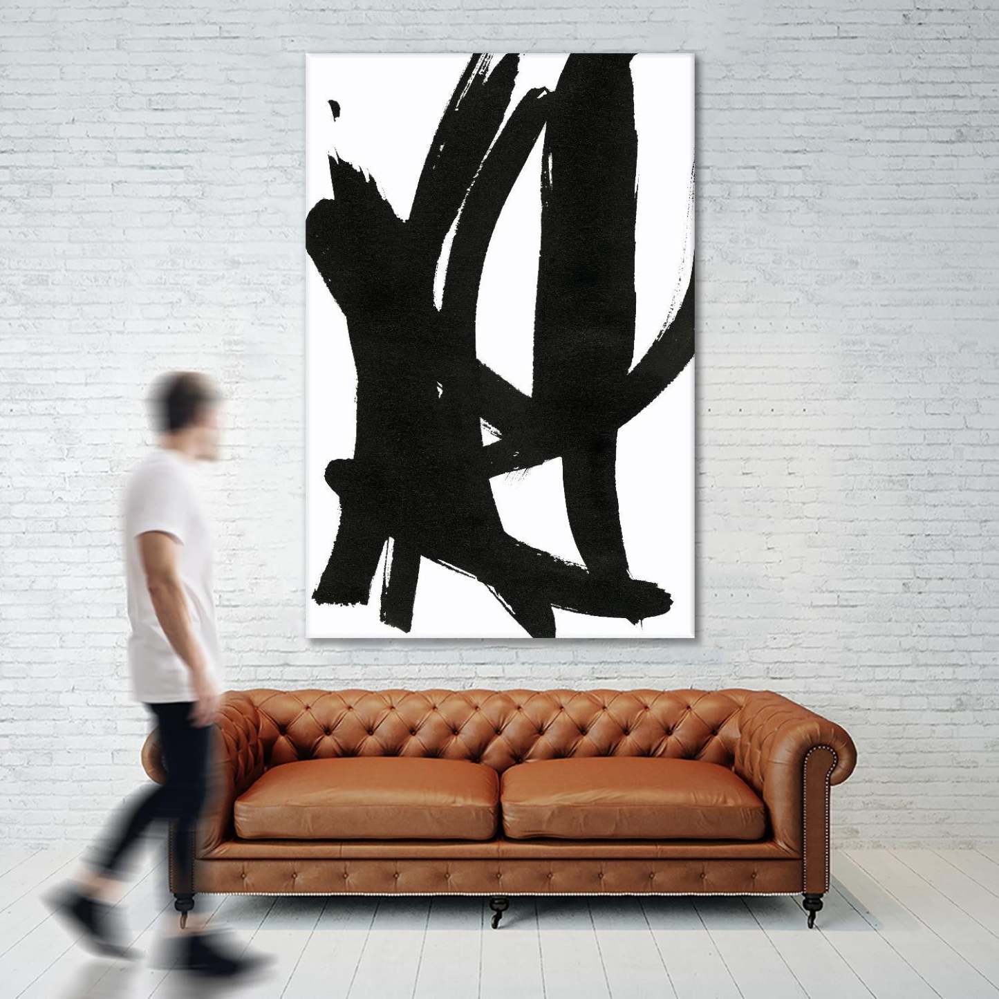 Œuvre d'art murale géante « Composition en noir et blanc 7 » 72 x 48