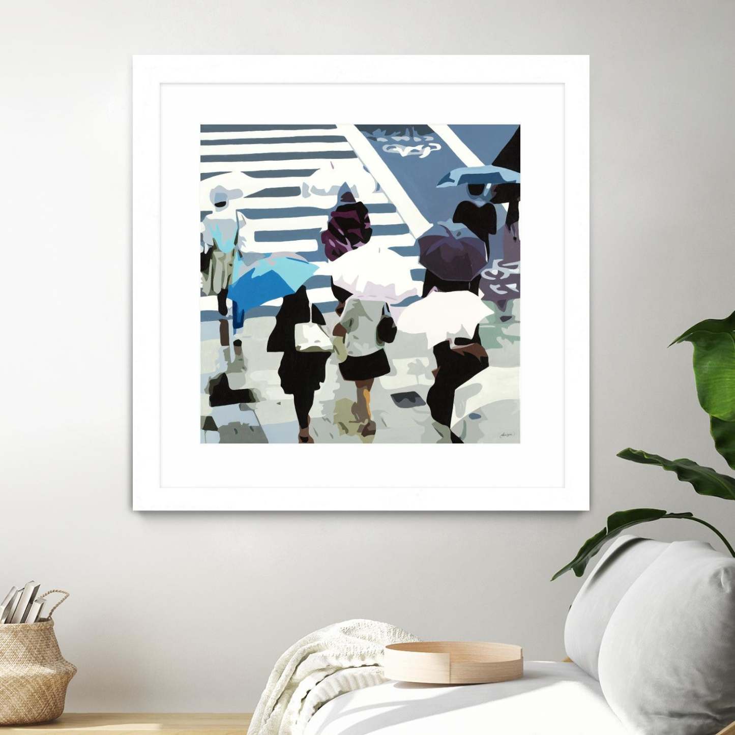 April Showers Matted and Framed White 36x36 Wall Art|Œuvre d’art murale encadrée blanche et mate « April Showers » 36 x 36