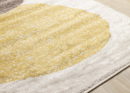 Carpette Marley verte, jaune et taupe à motif géométrique - 5 pi 3 po x 7 pi 7 po