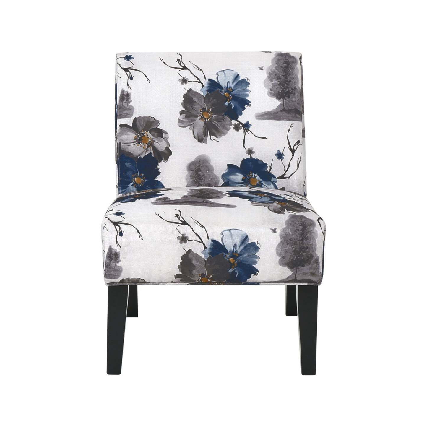Oliver, ensemble de 2 chaises d'appoint en tissu d'apparence lin avec pieds en bois d'hévéa - Bleu, Multicolore | Lot De 2 Fauteuils D'appoint Oliver En Tissu aspect lin Avec Pieds En Bois D'hévéa - Bleu Et Multicolore
