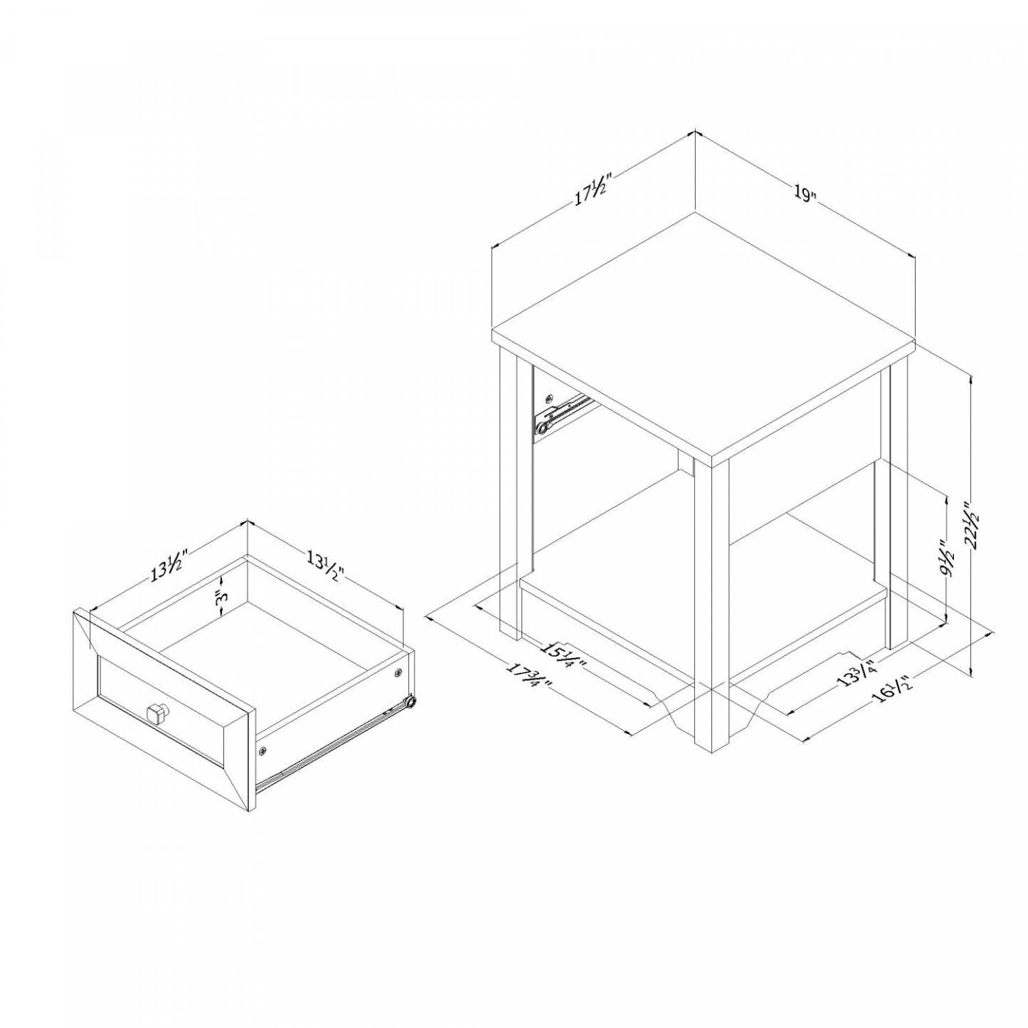 Table de nuit Hazen - Pin blanc | D83GK4QR