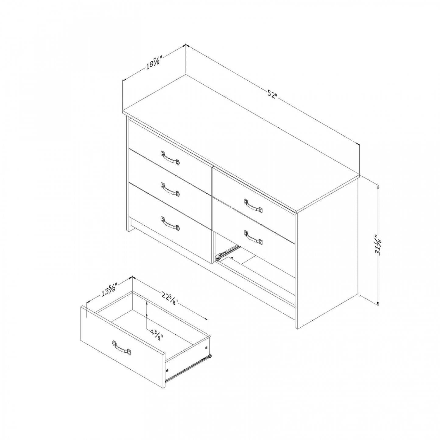Commode 6 tiroirs Tassio - Chêne Nordik | Commode Tassio 6 Tiroirs - Chêne Nordique